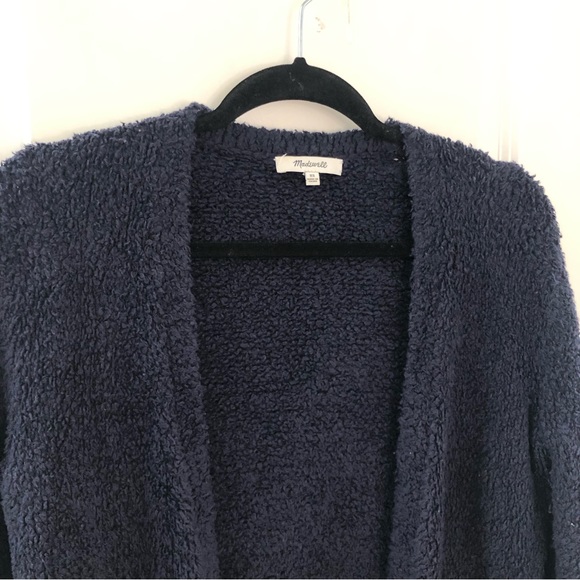 Madewell Teddy Navy Blue Fuzzy Open Front Cardigan XS Relaxed Roomy Oversized - Picture 6 of 14